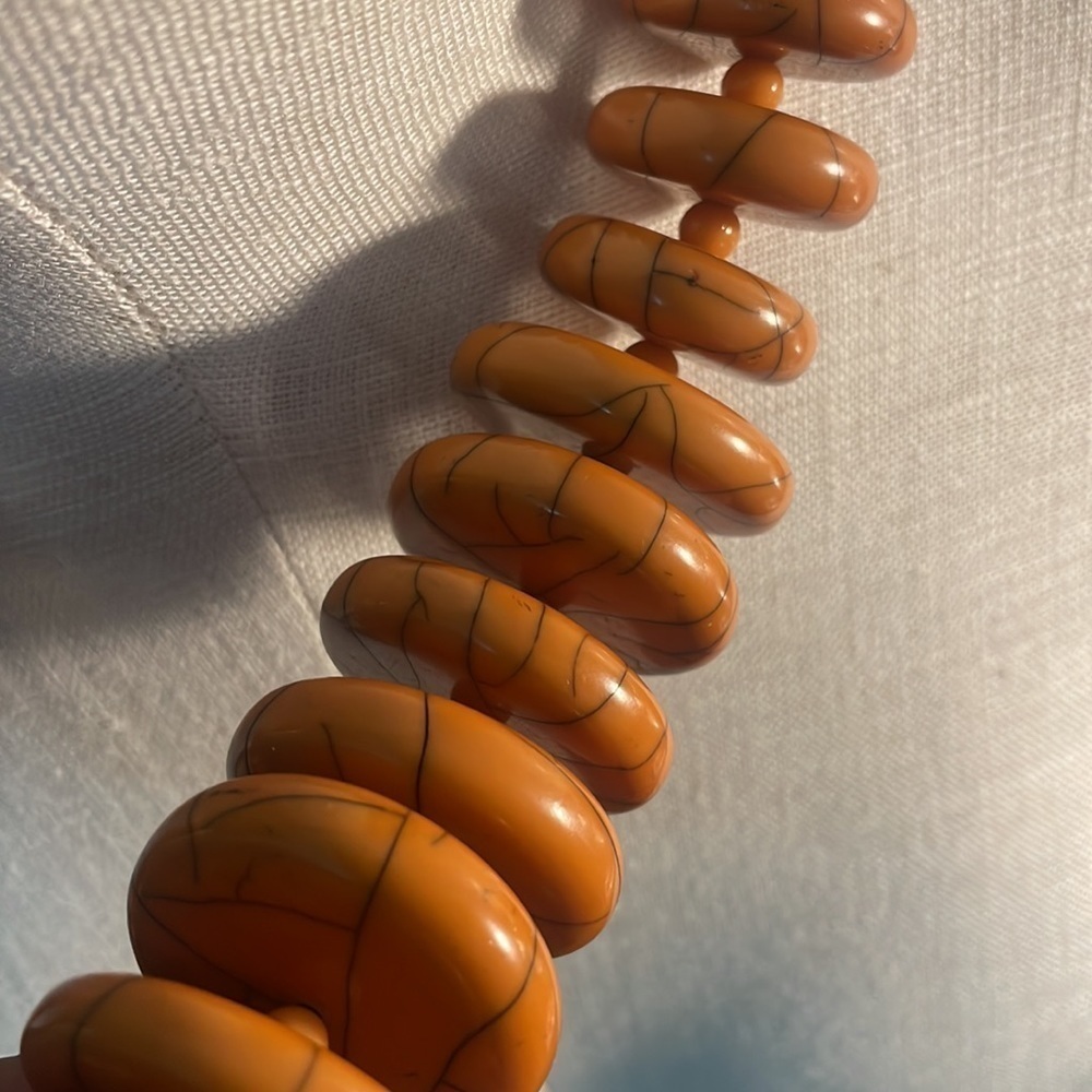 Edge necklace chunky orange basketball disc jewelry lobster clasp necklace OS - Picture 4 of 8